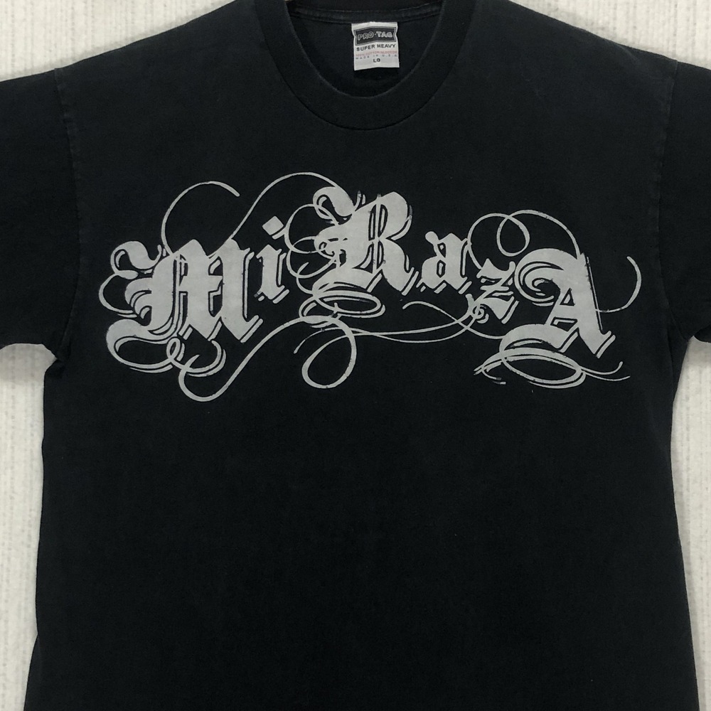 Vintage Mi Raza T Shirt Virgin Mary Our Lady of Guadalupe Pro-Tag Heavy USA LG